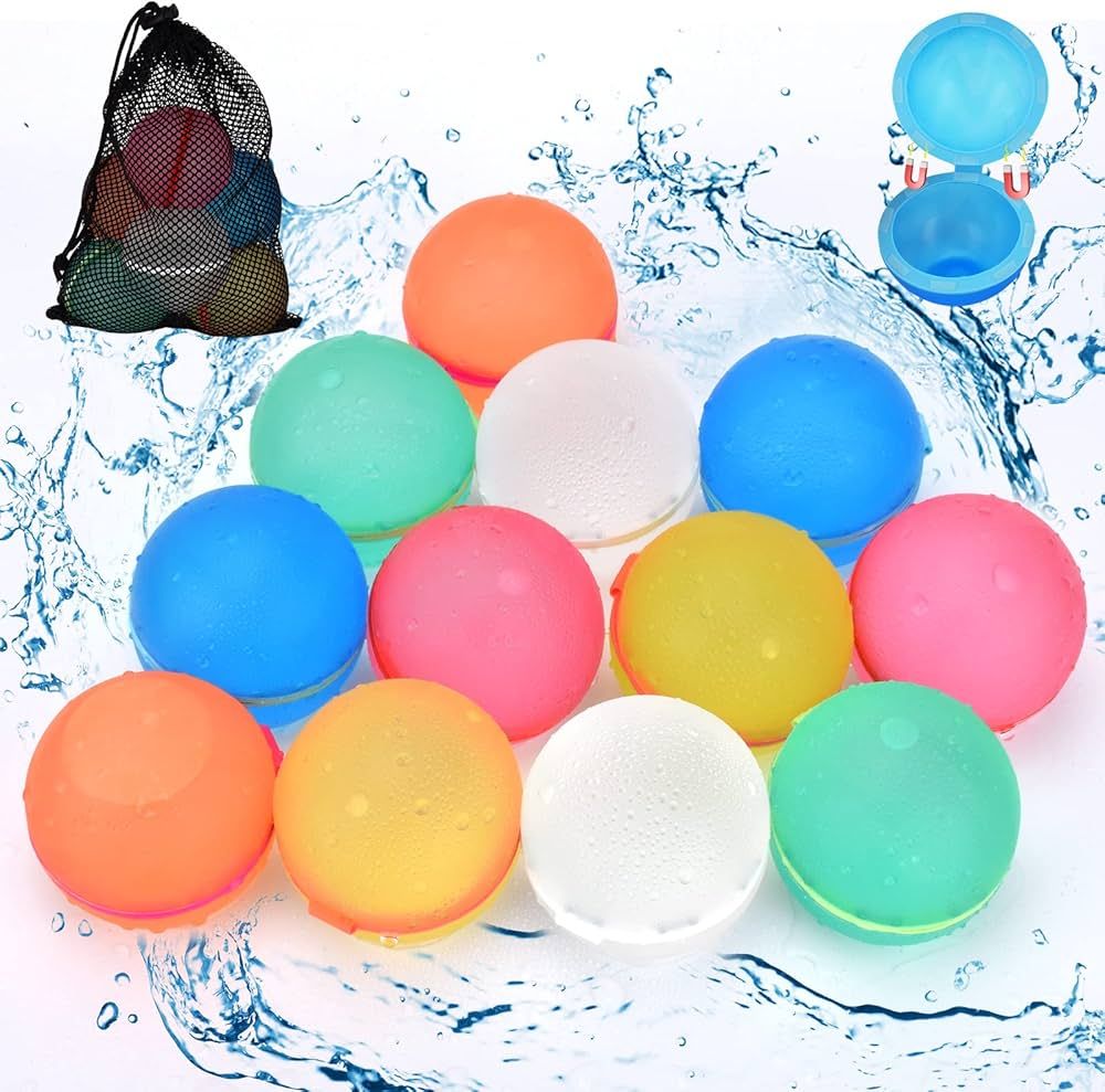 SOPPYCID Reusable Magnetic Water Balloons, Silicone Self Sealing Water Balls, Quick Refill Soft W... | Amazon (US)