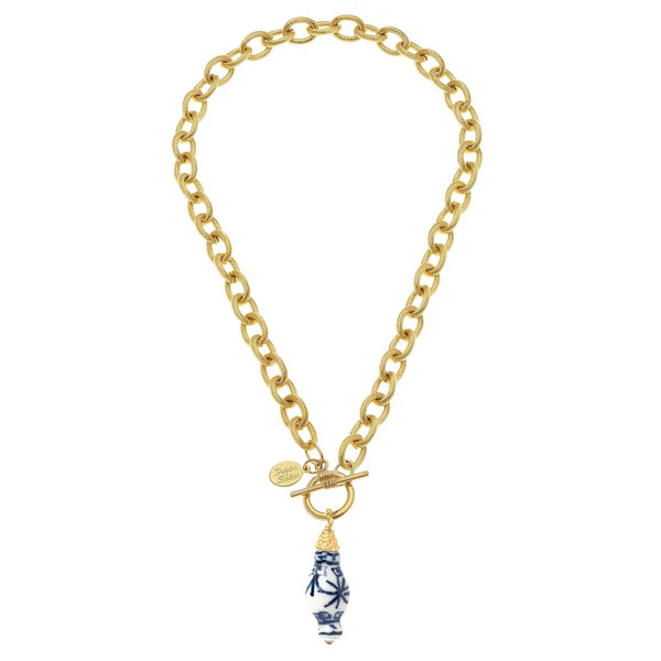 Blue & White Ginger Jar Toggle Necklace | Susan Shaw