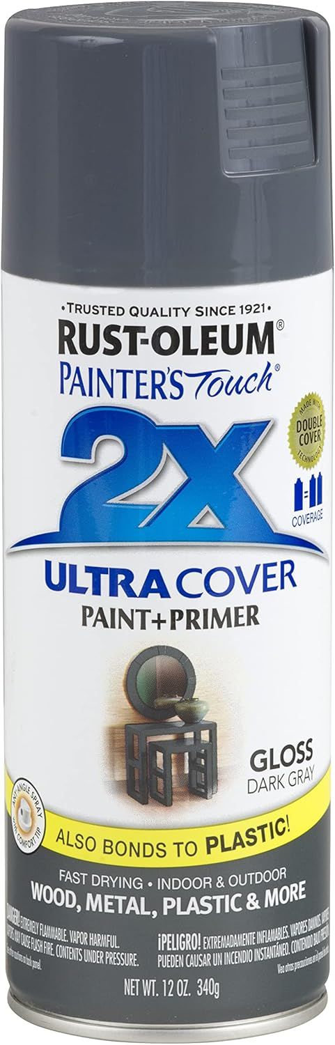 Rust-Oleum 249115 Painter's Touch 2X Ultra Cover Spray Paint, 12 oz, Gloss Dark Gray | Amazon (US)