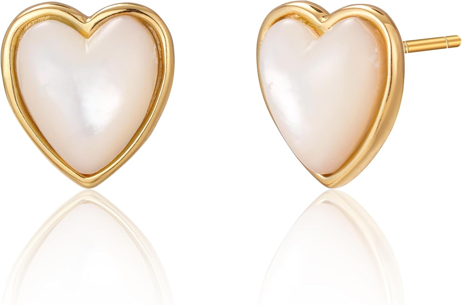S.Leaf Minimalism Mother of Pearl Stud Earrings for Women Sterling Silver Shell Earrings Round I ... | Amazon (US)