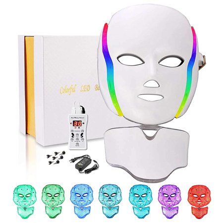 Led Face Mask 7 Colors Led Light Mask Beauty Machine (White) | Walmart (US)