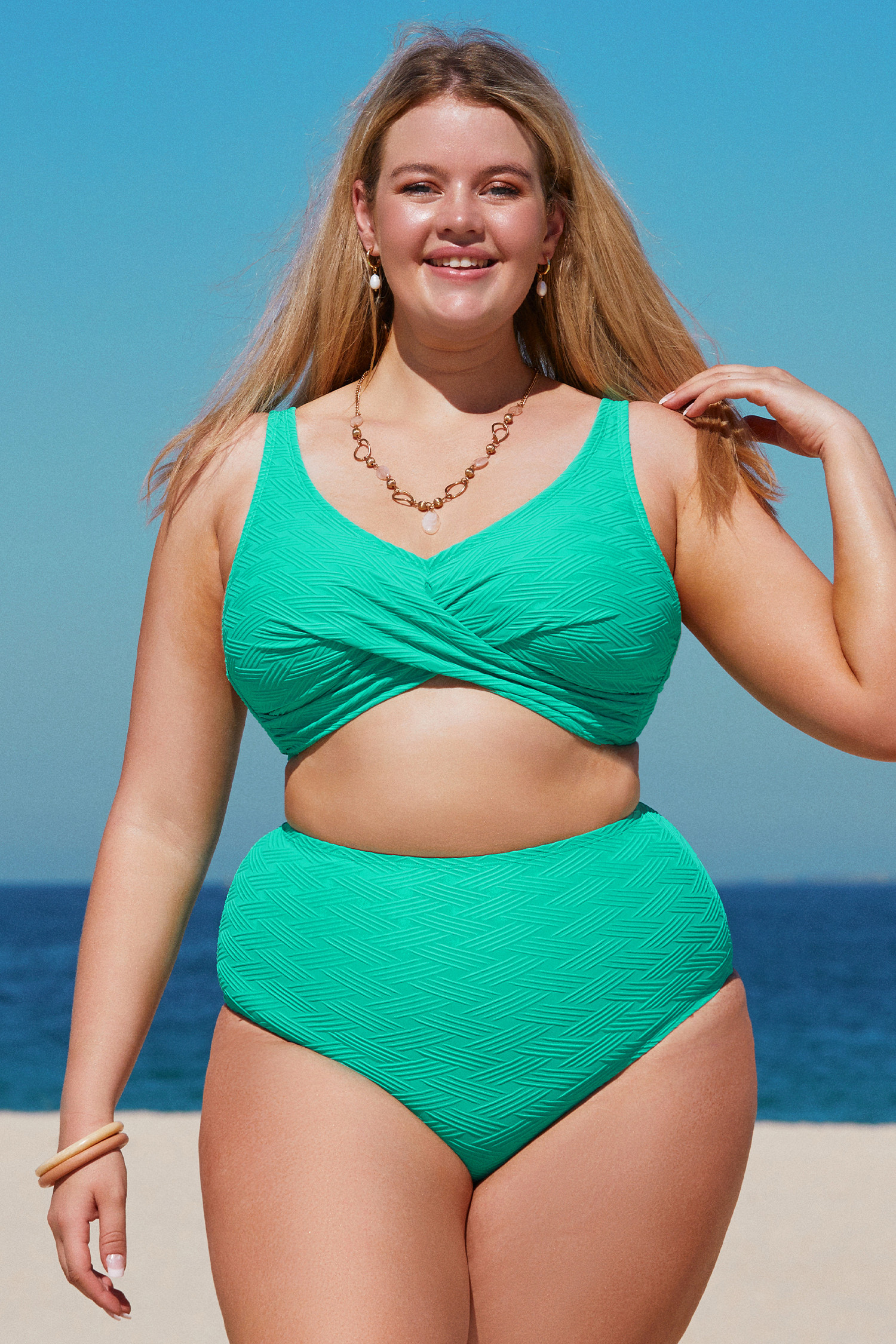 Cross Rib Retro High Waist Plus Size Bikini Bottoms | Cupshe US