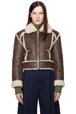 Brown Nyrah Faux-Leather Jacket | SSENSE