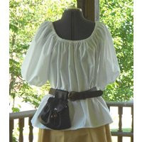 Peasant Blouse With 3/4 Length Sleeves - Renaissance Chemise Pirate Costume Style Peasant Blouse Colonial Shirt Dirndl | Etsy (US)