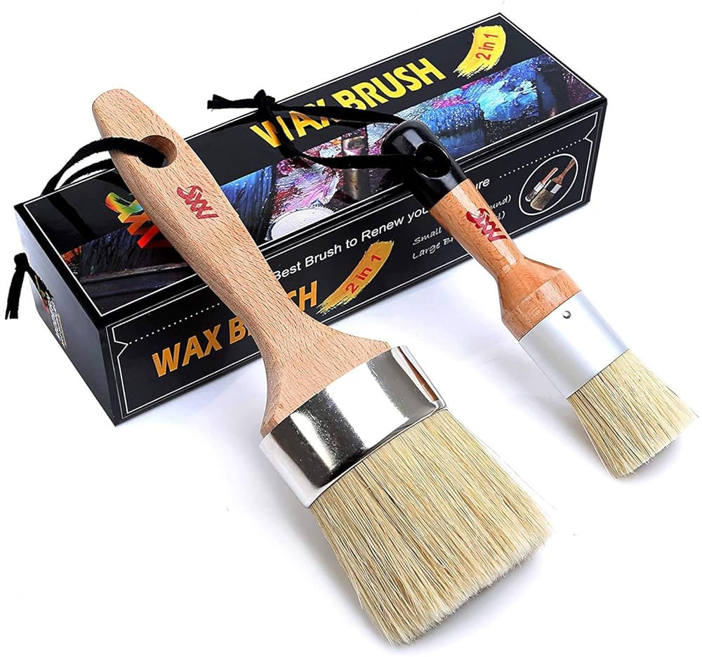 Chalk Paint Brushes Set, Pack of 2 Wax Brush - 2.5 Inches Large, Natural Bristles, Perfect for Fu... | Amazon (US)