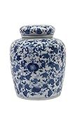 Creative Co-op Decorative Blue and White Ceramic Ginger Jar with Lid, Large | Amazon (US)