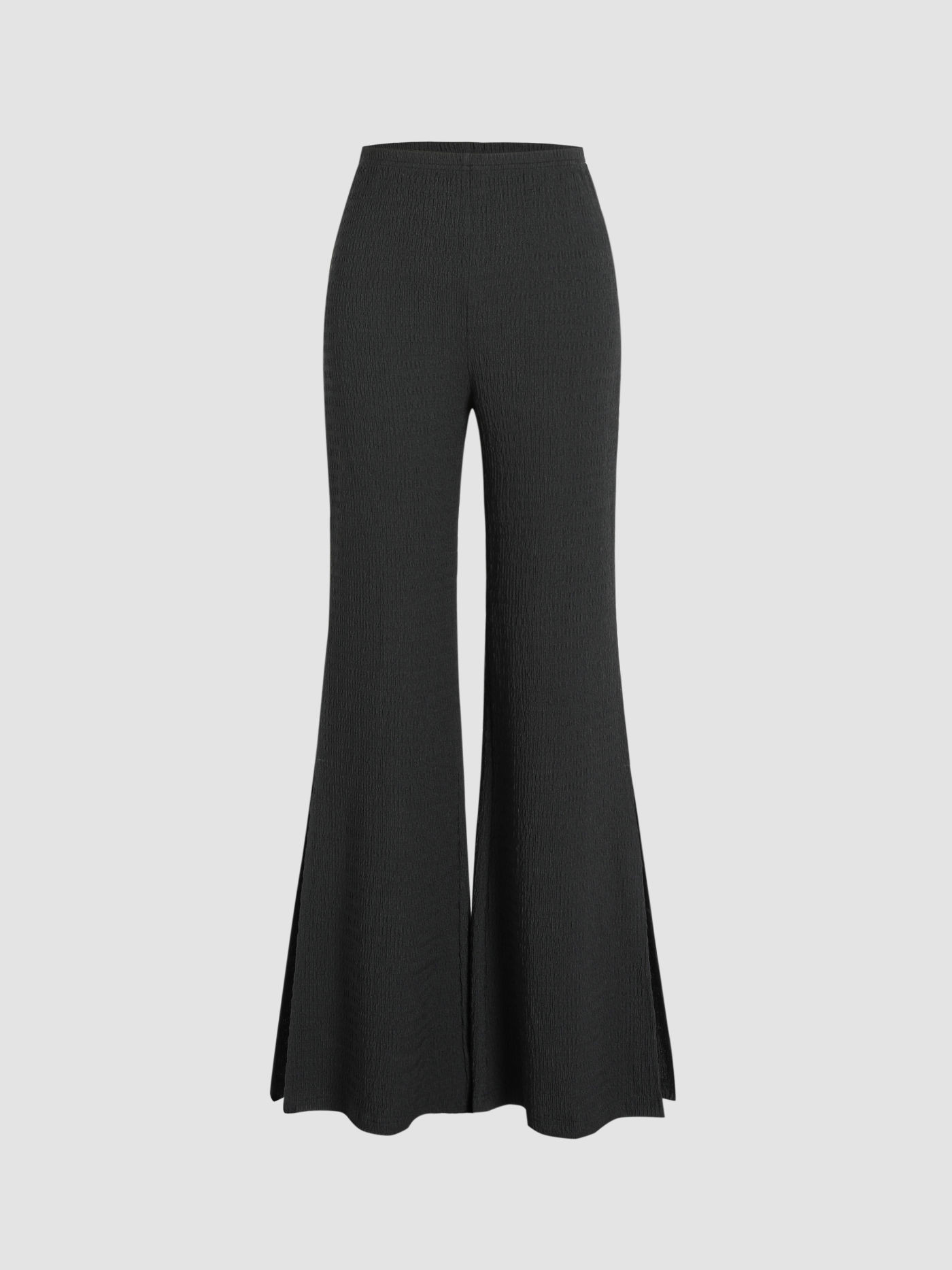 Solid Texture Slit Flared Leg Pants | Cider