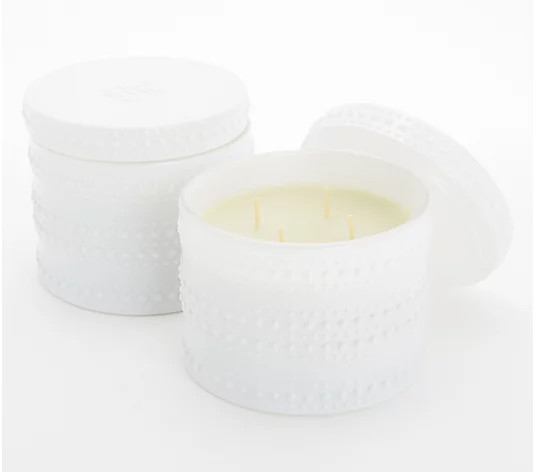 HomeWorx by Slatkin & Co. S/2 Woodland Cabin White Hobnail Candles | QVC