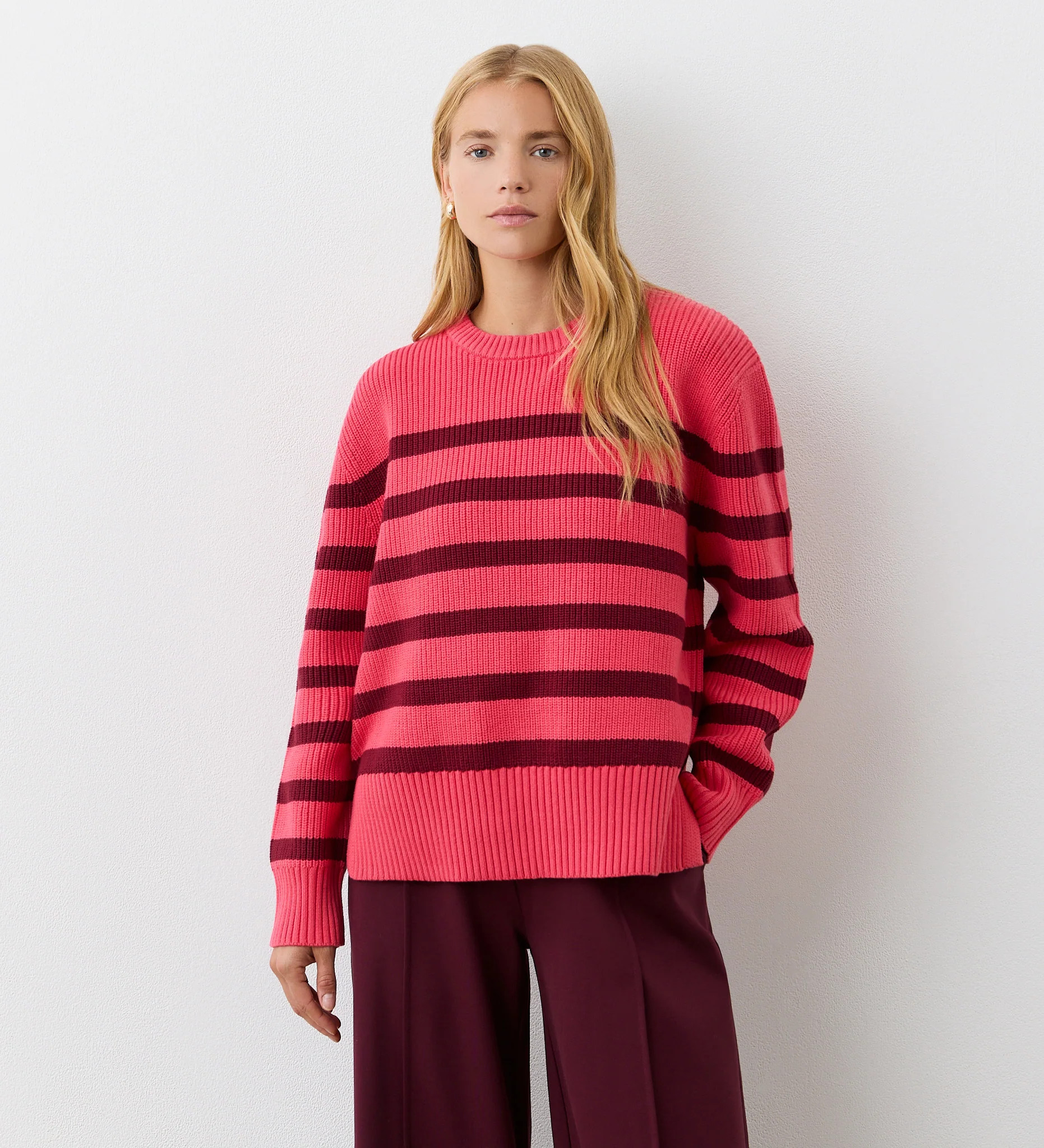 Serena Pink Stripe Knitted Sweater | Finery London - UK