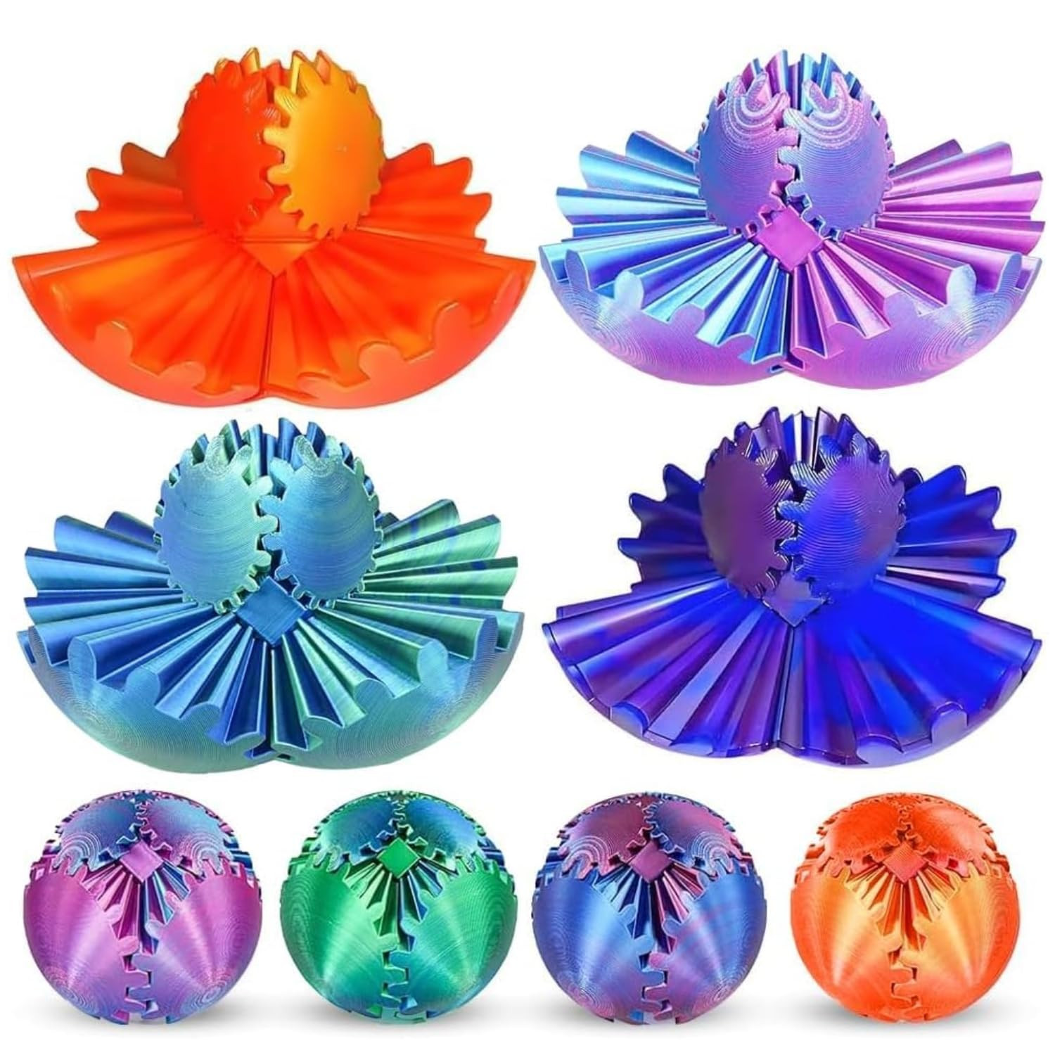 3D Printed Gear Ball Gear Sphere Fidget Toy, 4 Pcs Steampunk Whirling Wonder Fidget Gear Ball Str... | Amazon (US)