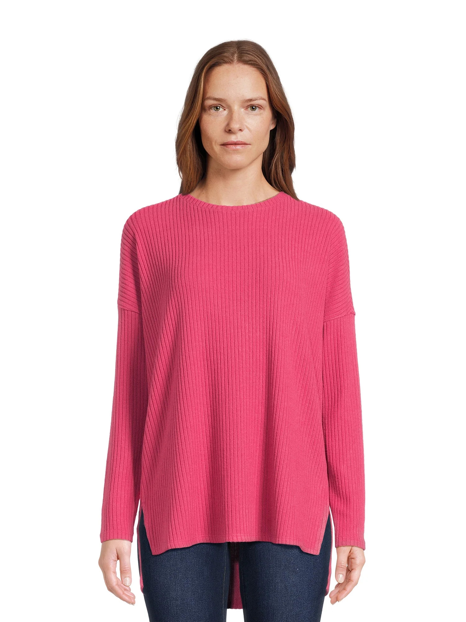 Time and Tru Women's Ribbed Tunic Top, Sizes S-XXXL | Walmart (US)