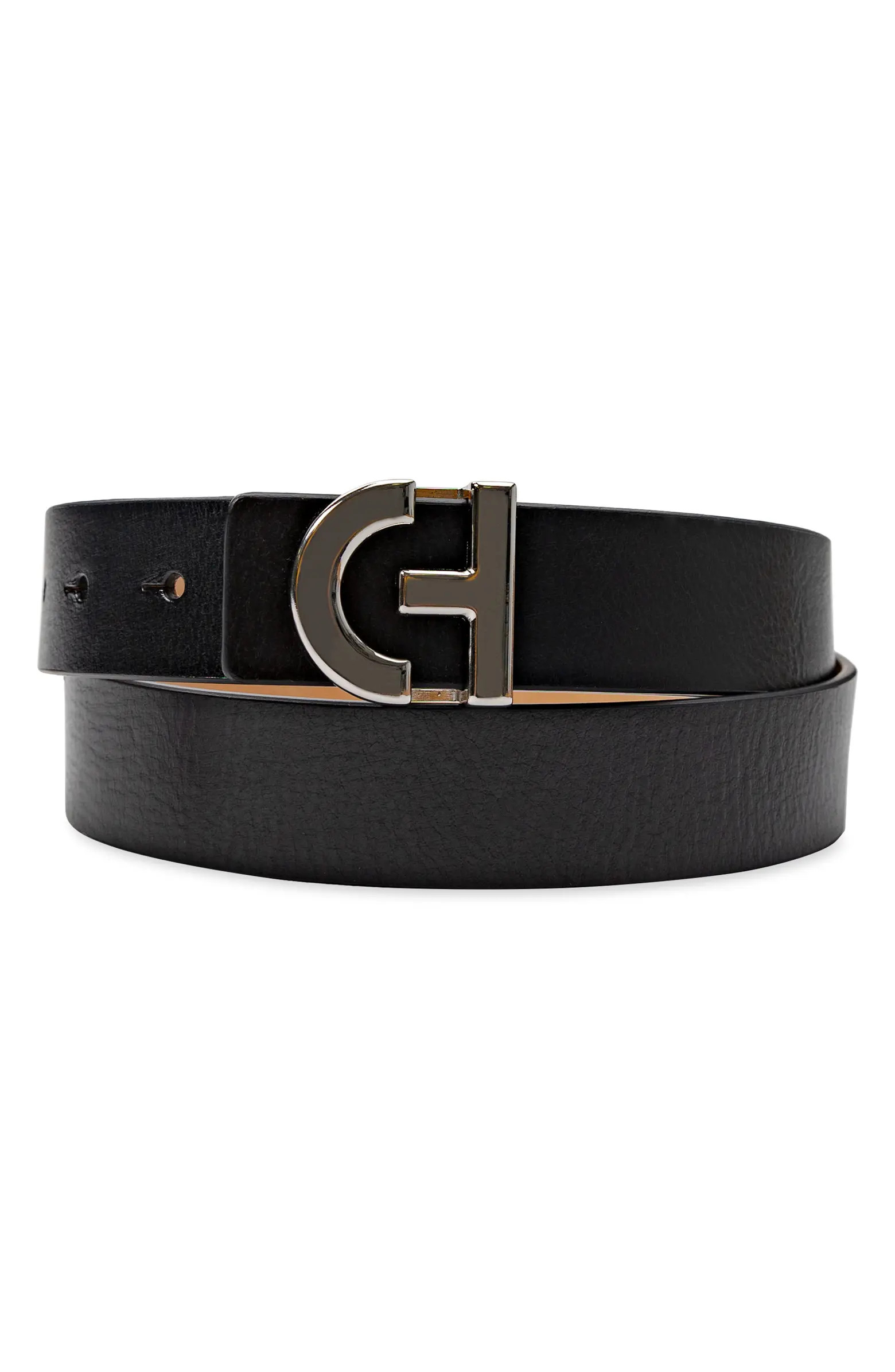 Logo Plaque Leather Belt | Nordstrom