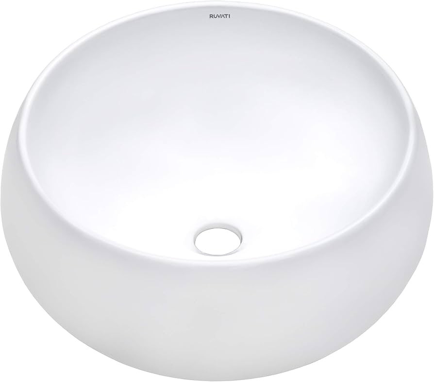 Ruvati 16 inch Bathroom Vessel Sink Round White Circular Above Counter Porcelain Ceramic bathroom... | Amazon (US)
