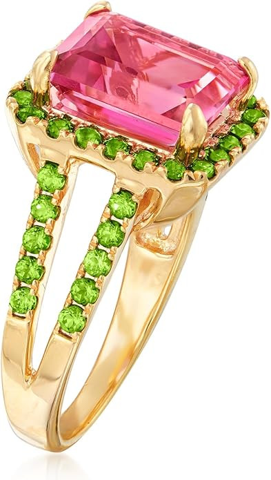 Ross-Simons 5.00 Carat Pink Topaz and 1.00 ct. t.w. Chrome Diopside Ring in 18kt Gold Over Sterli... | Amazon (US)