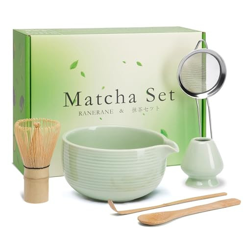 Matcha Whisk Set, Ceramic Matcha Set Includes Matcha Bowl, Matcha Whisk (Chasen) and Holder, Sifter, Bamboo Scoop & Spoon - 6 Pcs Matcha Kit for Matcha Lovers Cyan | Amazon (US)