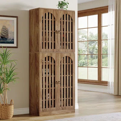 70.86" H Bookcases With 4 Doors And 9-tier Shelves, Farmhouse Storage And Display Bookshelf For Living Room And Home Office | Wayfair North America