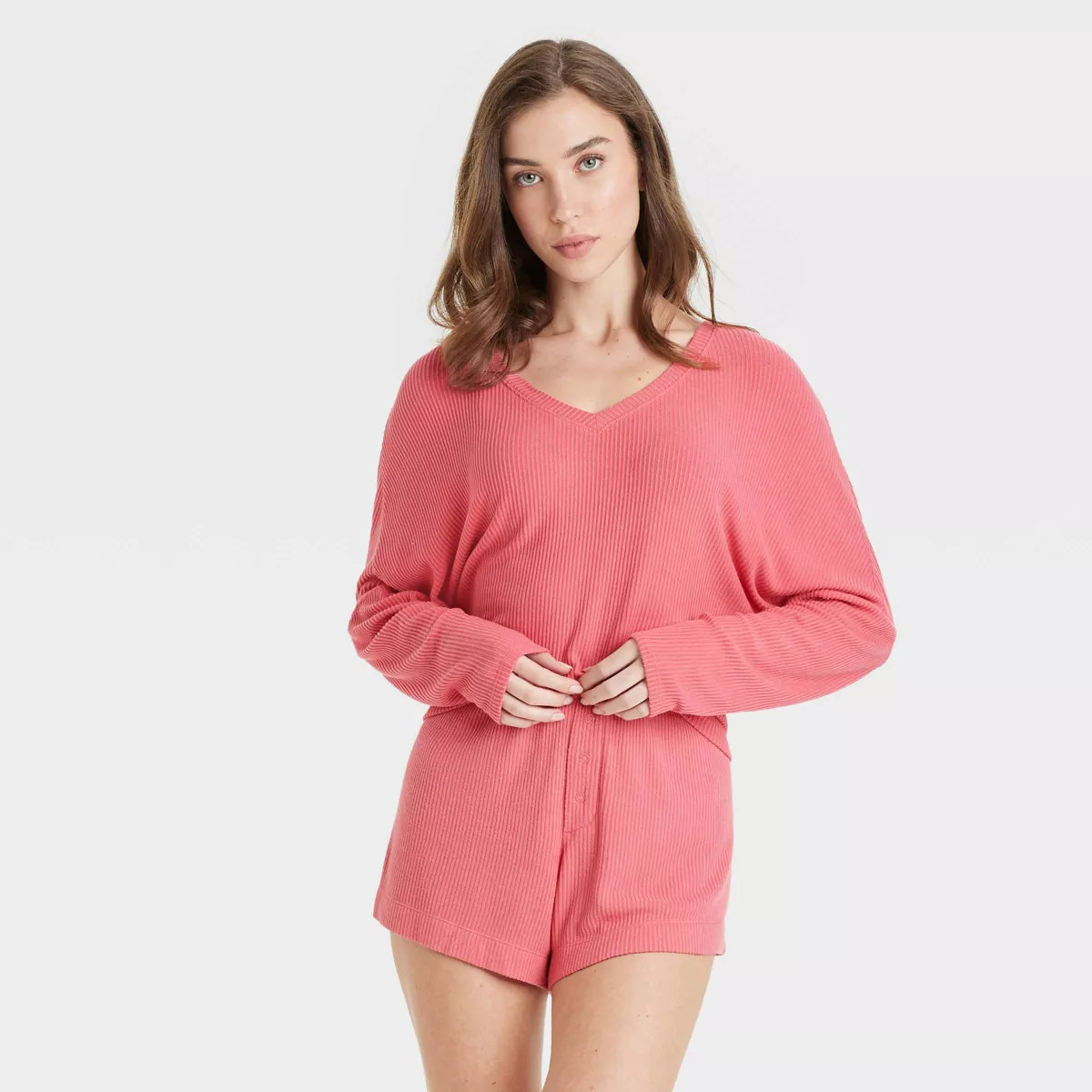 Women's Cozy Ribbed Pullover - Auden™ Coral Pink XS | Target