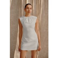 Ariana Pleated Neck Mini Dress / Ivory | MESHKI | S | MESHKI US