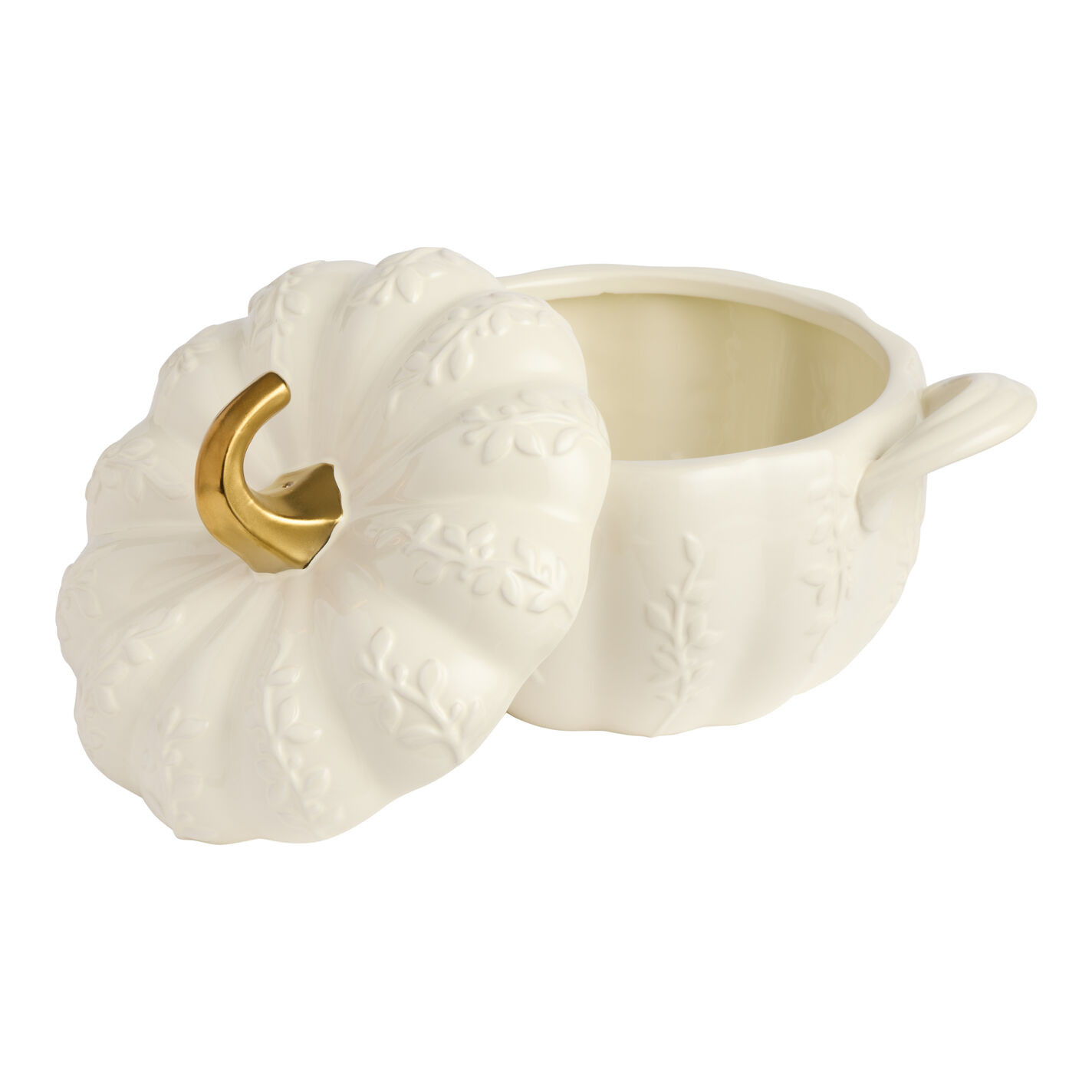 Off White Pumpkin Embossed Botanical Figural Baking Dish | World Market