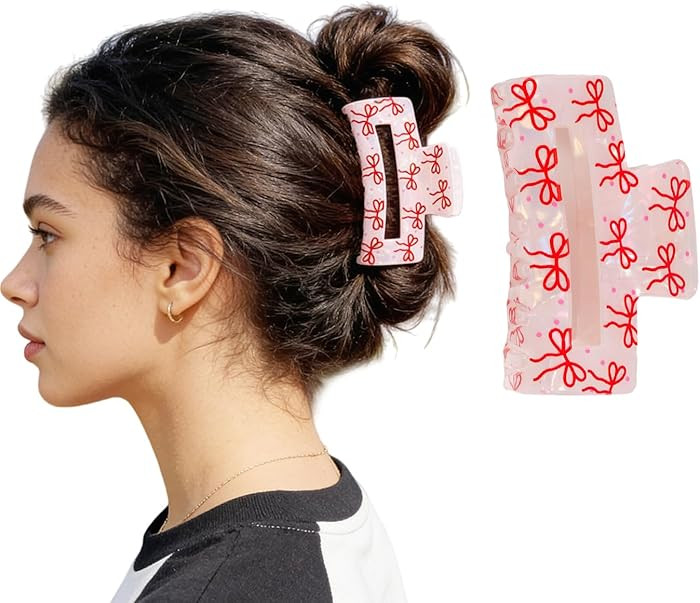 1Pcs Valentines Hair Clips Cute Hair Claw Clips Nonslip Strong Hold Design Bow Claw Clips 3.3in V... | Amazon (US)