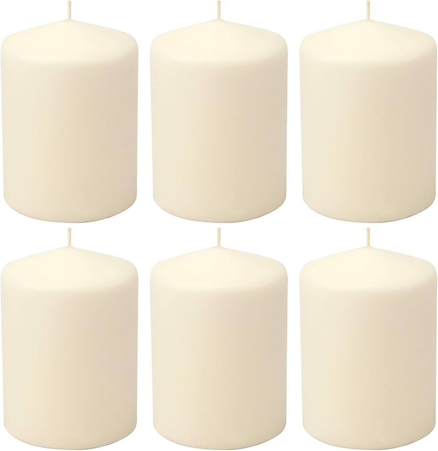 Stonebriar 35 Hour Long Burning Unscented Pillar Candles, 3x4, Ivory | Amazon (US)