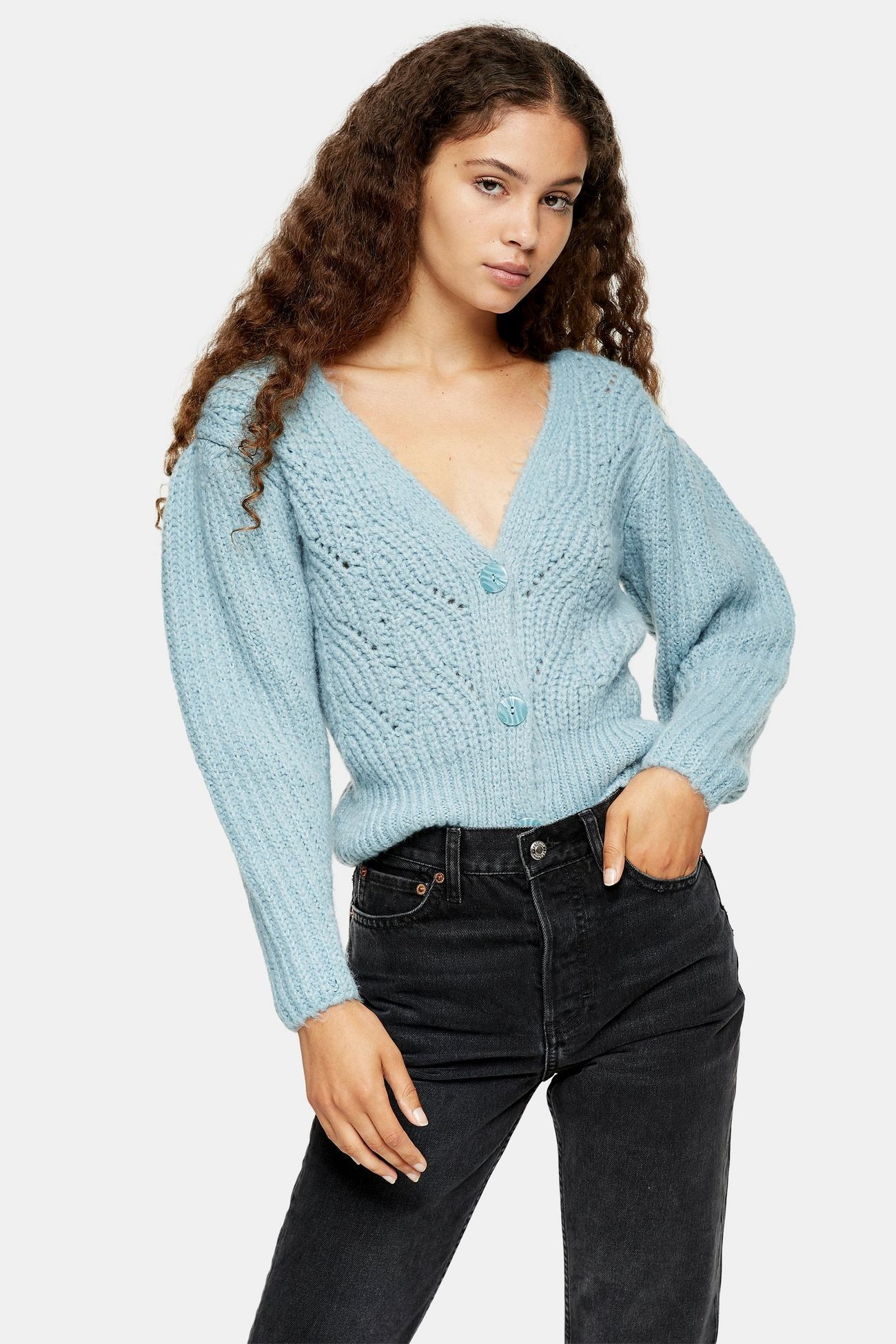 Pale Blue Super Cropped Cardigan | Topshop UK