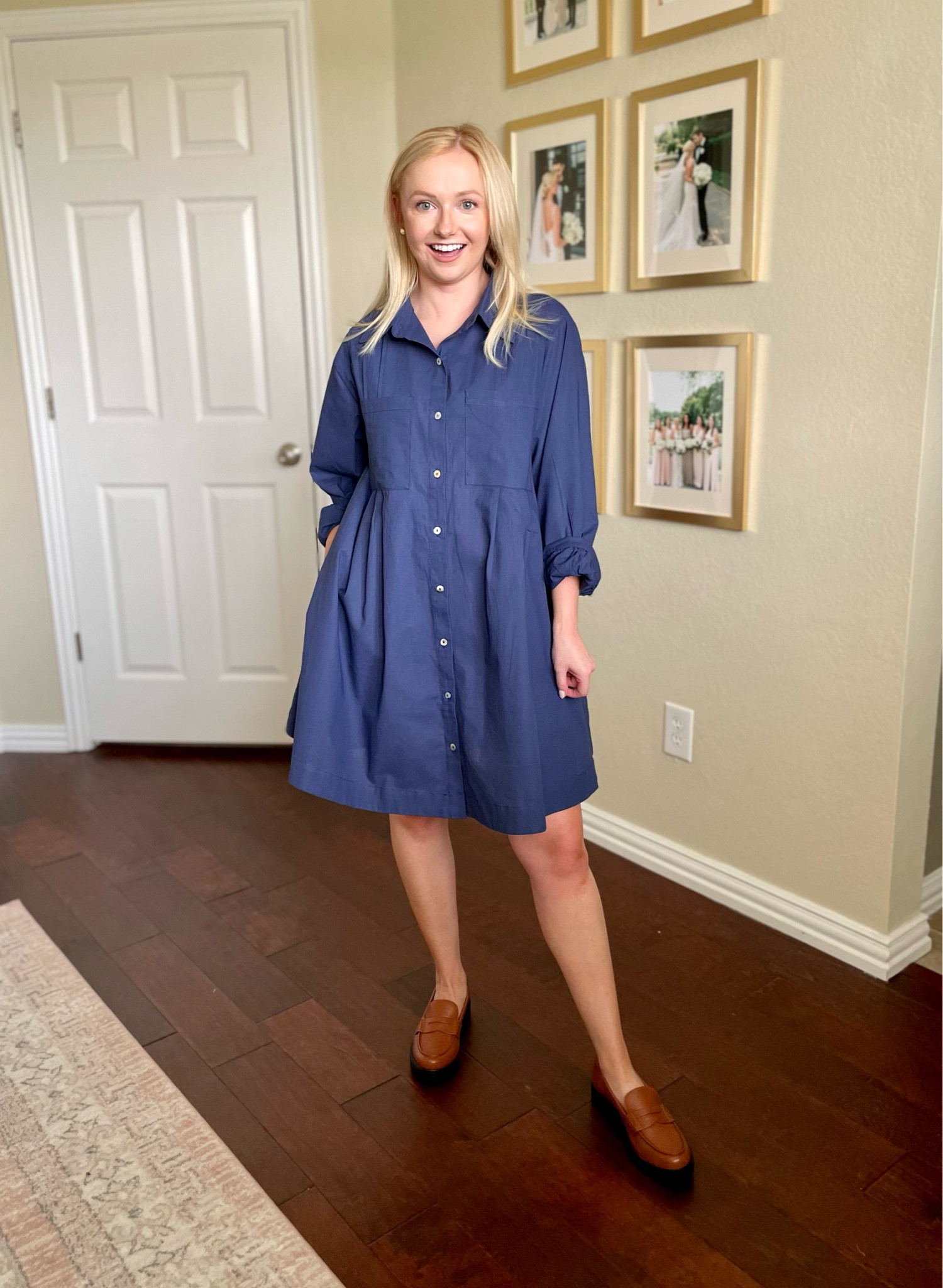 Wearing a small | shirt dress, navy dress, fall dress 

#LTKSeasonal #LTKfindsunder50 #LTKstyletip