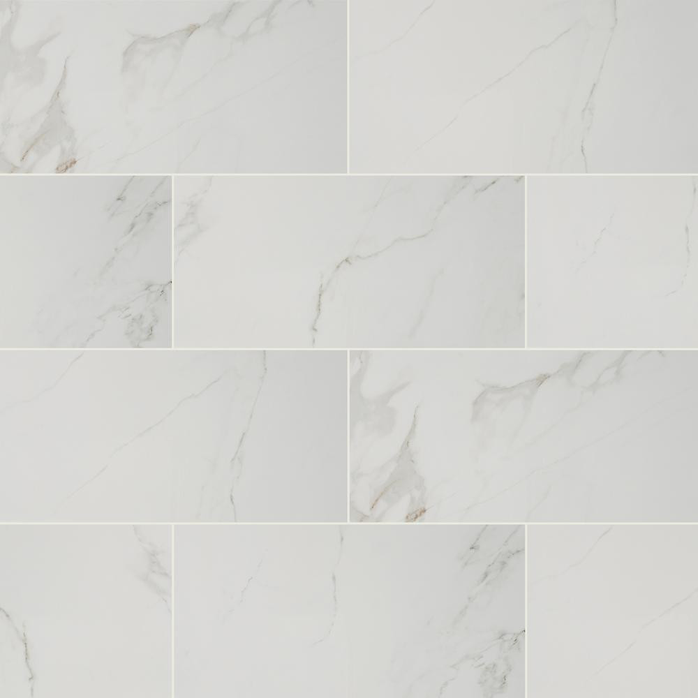 Home Decorators Collection 12 in. x 24 in. Carrara Polished Porcelain Floor and Wall Tile (16 sq.... | The Home Depot
