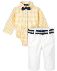 Baby Boys Plaid Poplin Outfit Set - banana pudding | The Children's Place