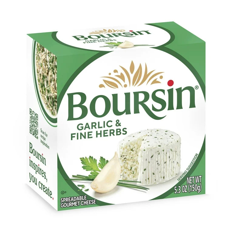 Boursin Garlic & Fine Herbs Spreadable Gournay Cheese, 5.2 oz., Puck in a Box. Refrigerated | Walmart (US)
