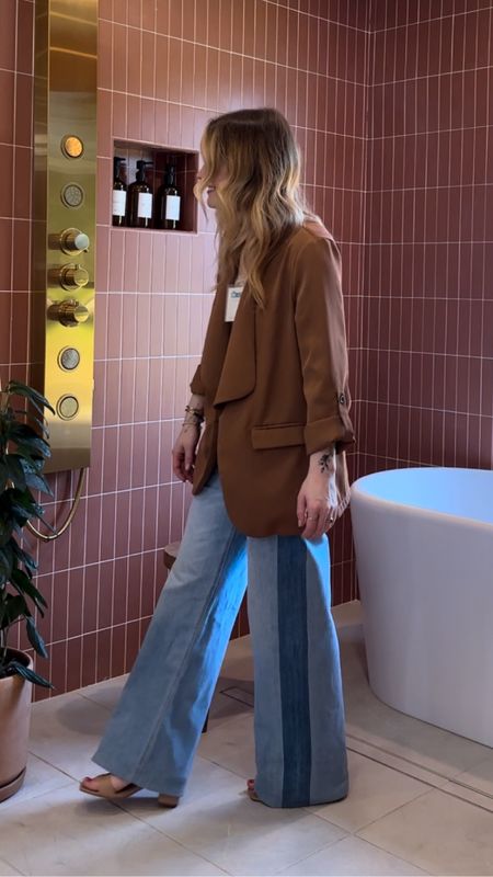 Outfit for HGTV smart home 2024 event! 
These wide leg jeans are sadly out of stock but I added some similar that I also have and love! 

#LTKfindsunder50 #LTKshoecrush #LTKworkwear