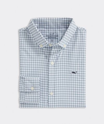 Boys' Classic Fit Gingham On-The-Go Shirt in Performance Nylon | vineyard vines