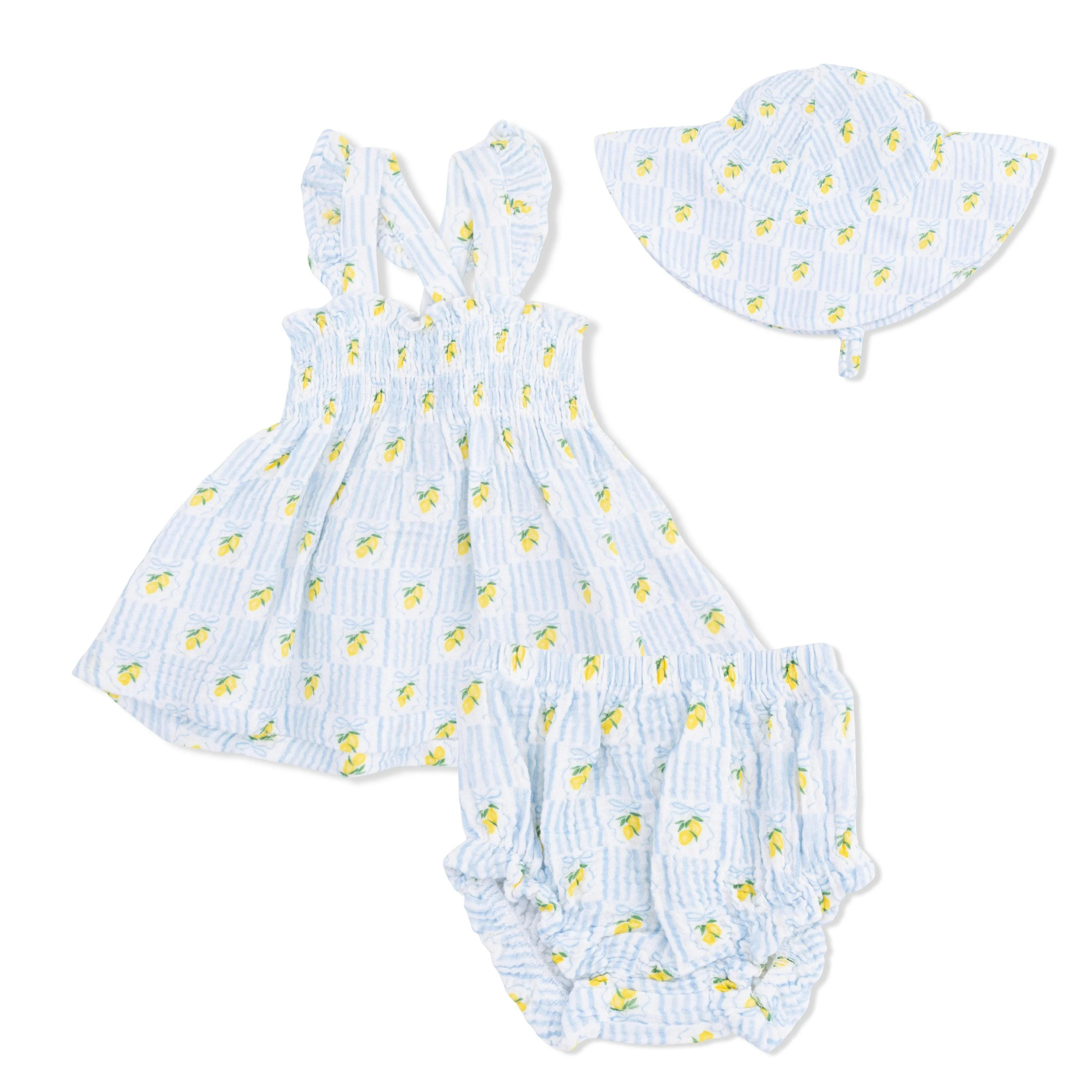 Lovely Lemons - Smocked Top with Bloomer & Sun Hat Set | Maisonette