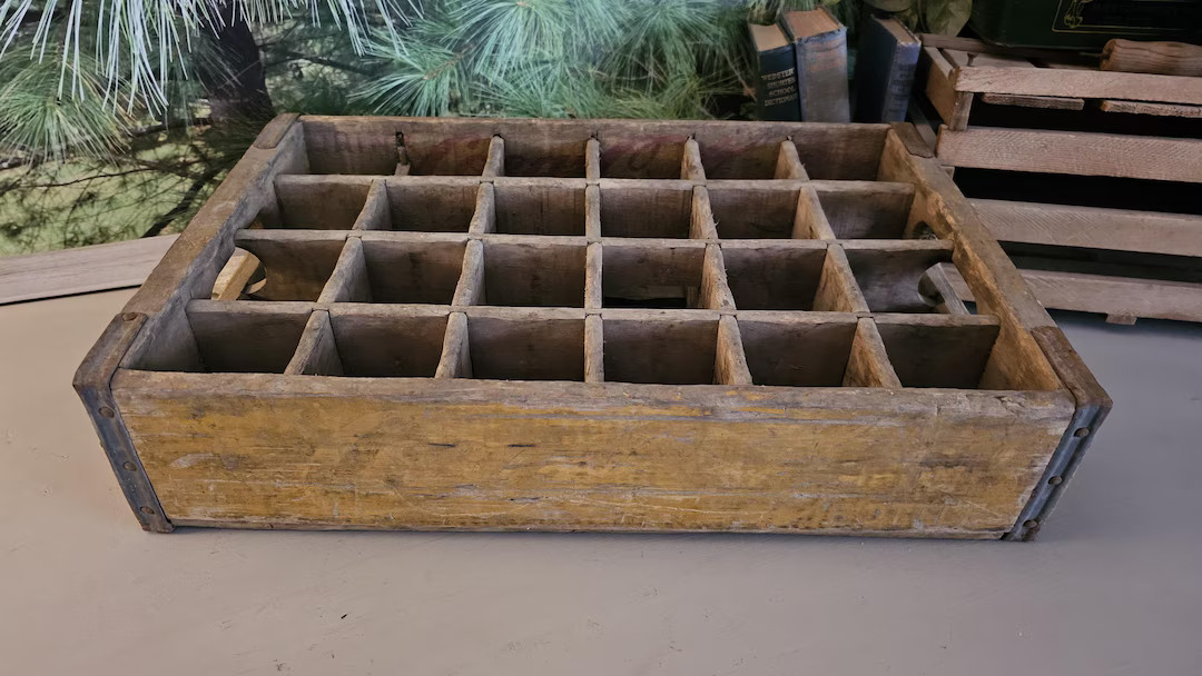 1960s Coca Cola Crate: Faded Yellow Wood, 24 Slots, Art Storage - Etsy | Etsy (US)