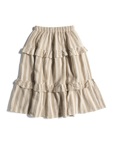 Toddler Girls Linen Blend Ruffled Midi Skirt | TJ Maxx