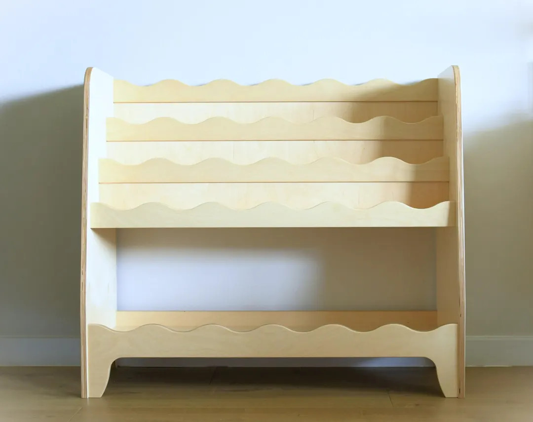 Scalloped Montessori Bookshelf: Plywood Kids Book Storage - Etsy | Etsy (US)