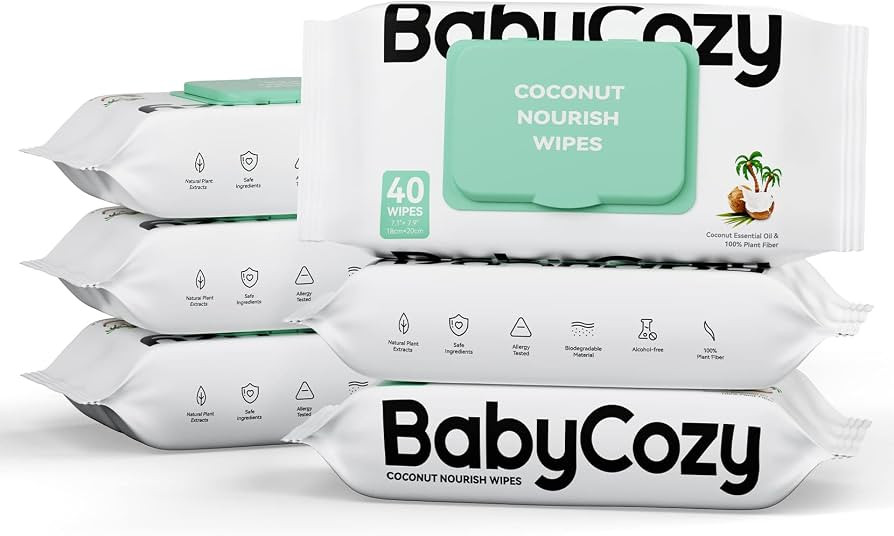 Baby Wipes, Cleansing & Moisturizing 2-in-1 Babycozy Sensitive Baby Wipes, 100% Plant Fiber & 100... | Amazon (US)