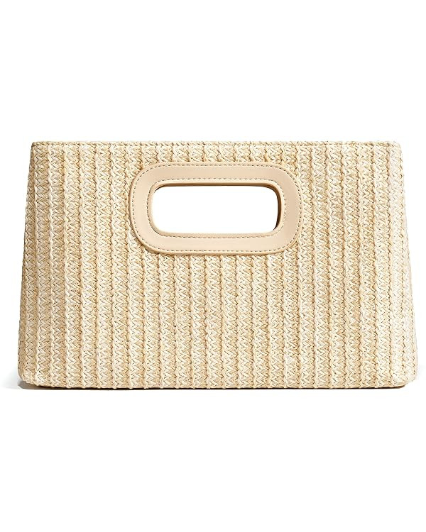 Chic Straw Clutch Purses for Women with Top Handle Summer Bag, Ideal Vacation Handbags and Woven ... | Amazon (US)