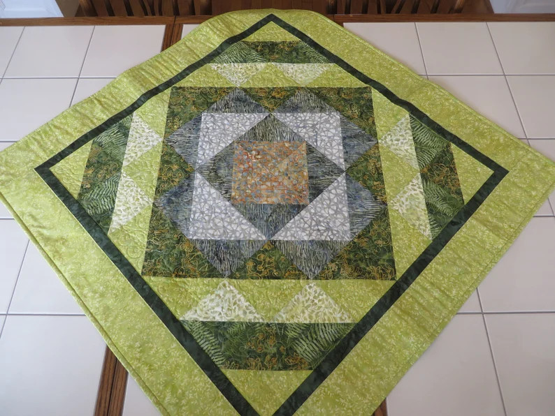 Quilted Batik Table Topper Lap Quilt Wall Hanging - Etsy | Etsy (Global)