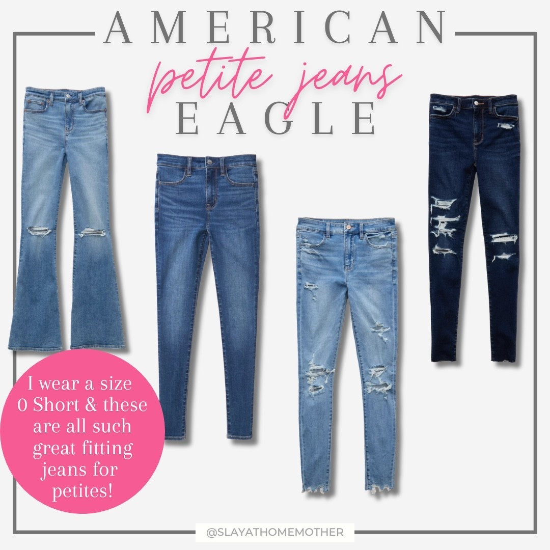 Love these next next level stretch jeans and Jeggings from American Eagle! Right now they are BOGO 50% off (which includes shorts!!!) I love how well they fit, I got 0 Short in each style and they are all now my favorite petite jeans!!! 

I tried a bunch of Levi’s before I found these, and those weren’t as well made for petites as I would have liked - these fit the bill better :) 

Pros:

- stretchy but still keep their shape (no saggy butt effect 😆)
- great shape and distressed effects
- great back pockets for holding phone 
- short length is great for petites - I am 5’0”  for reference 
- currently BOGO 50% off! 

Cons:
- I didn’t find these sooner 🫣😆



#LTKmomlife #LTKSaleAlert #LTKPetite