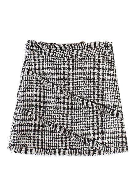 'Helen' Houndstooth Tweed Mini Skirt (2 Colors) | Goodnight Macaroon