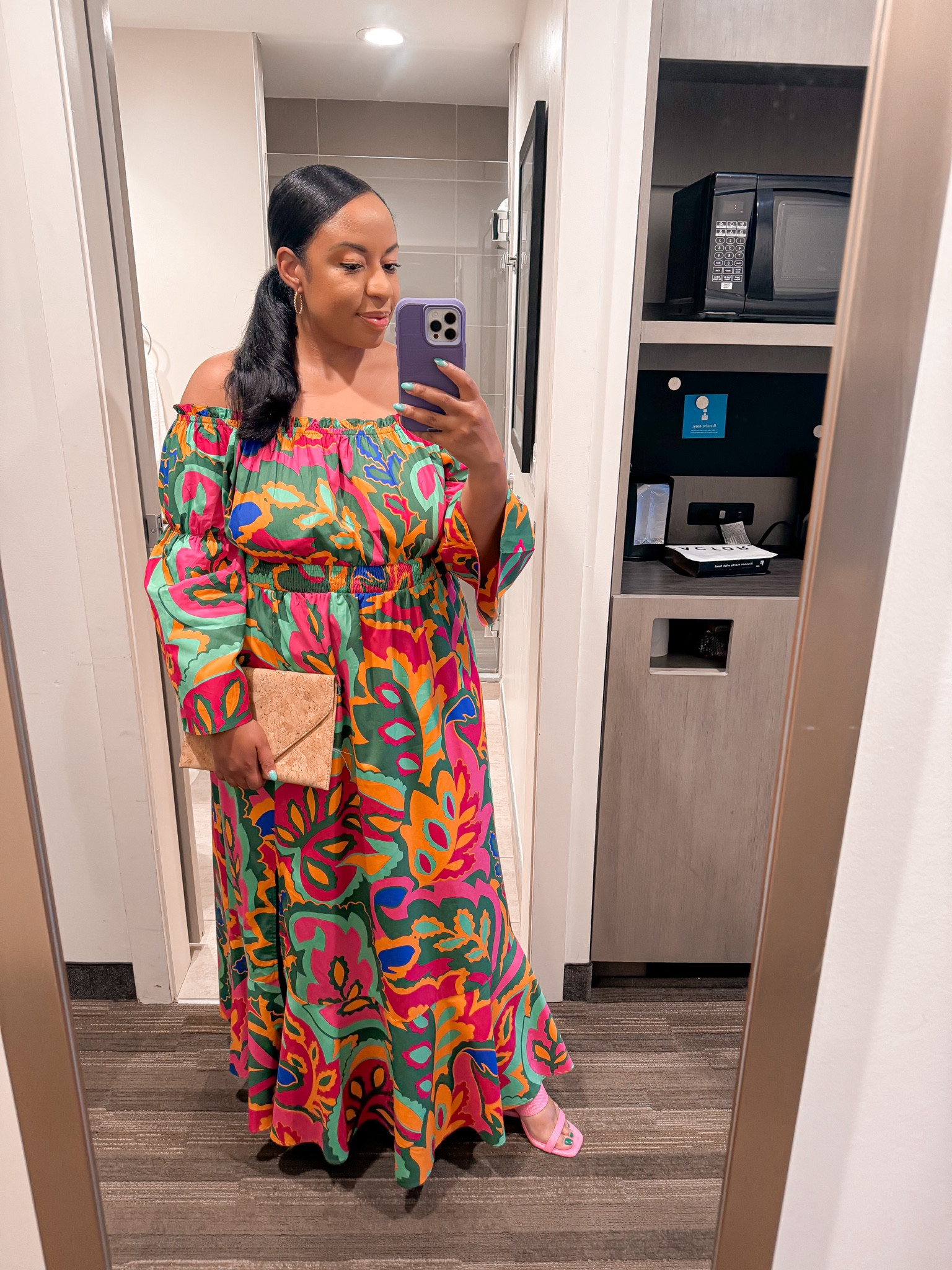 Tropical print off shoulder dress, wedge sandals

#LTKMidsize #LTKSeasonal #LTKShoeCrush