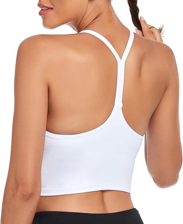 Lemedy Longline Strappy Back Women Padded Sports Bra Workout Yoga Crop Tank Top | Amazon (US)