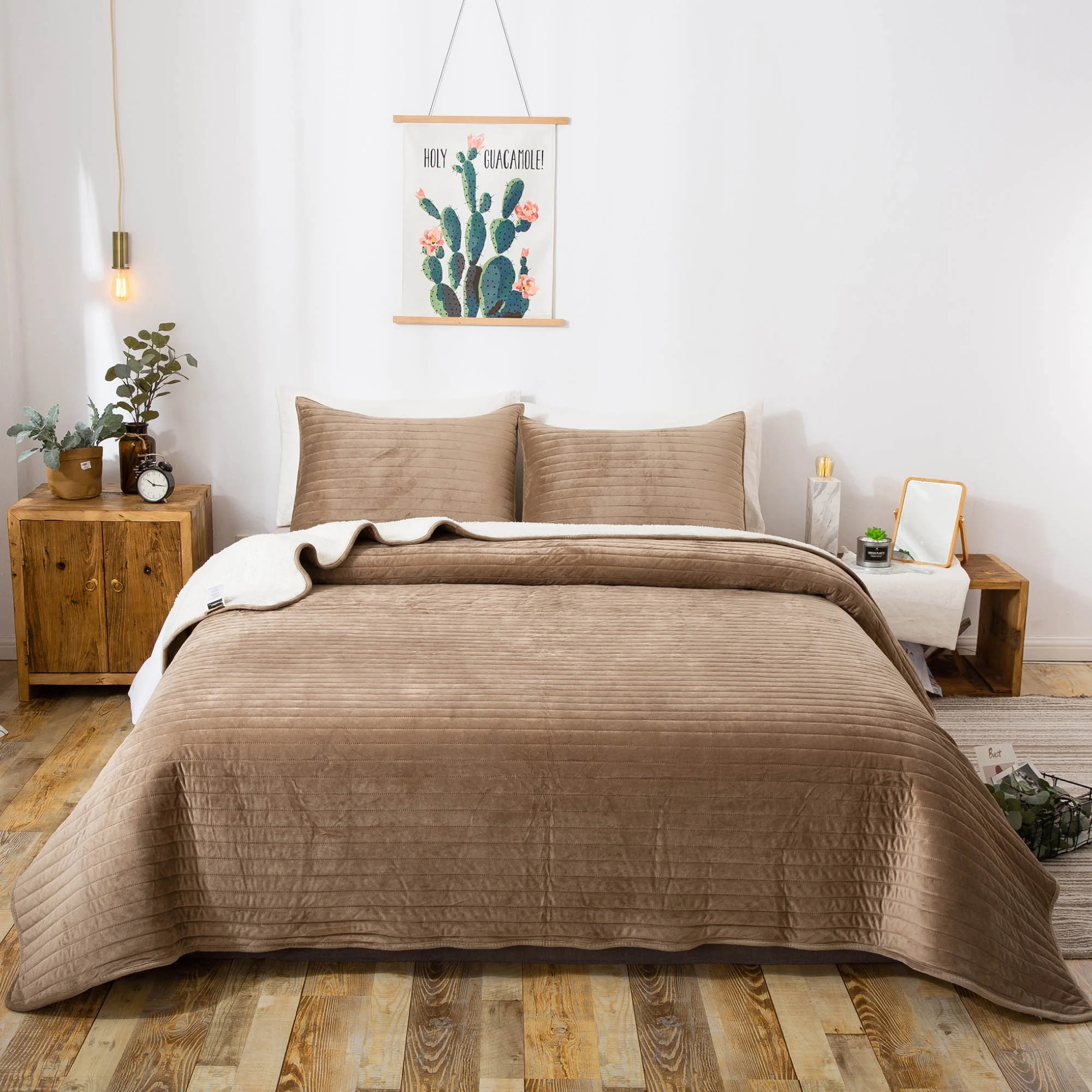 Kasentex Plush Soft Sherpa Velvet Quilt Set with Reversible Sherpa, Soft Warm Comforter & Duvets,... | Walmart (US)