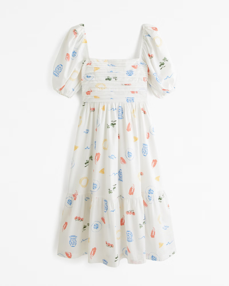 Emerson Poplin Puff Sleeve Midi Dress | Abercrombie & Fitch (US)