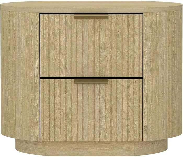 Manhattan Comfort Olivia Modern Nightstand with Drawers, Minimalist Side Table with Ribbed Textur... | Amazon (CA)