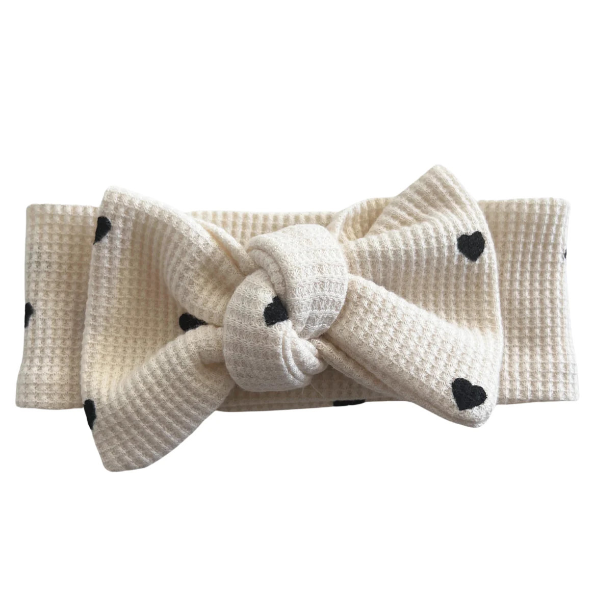 Organic Waffle Knot Bow, Black Heart | SpearmintLOVE