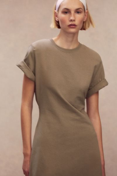 Shoulder-pad T-shirt Dress - Dark gray - Ladies | H&M US | H&M (US + CA)