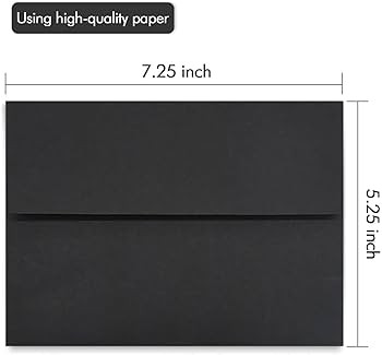 A7 Black Invitation 5x7 Envelopes - Self Seal, Square Flap,Perfect for 5x7 Cards, Weddings, Birth... | Amazon (US)