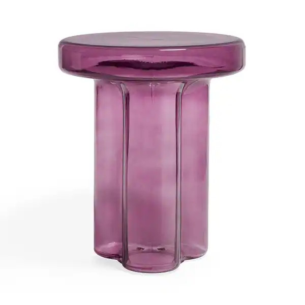 Modern Flower Round Glass Side Table - Light Purple | Bed Bath & Beyond